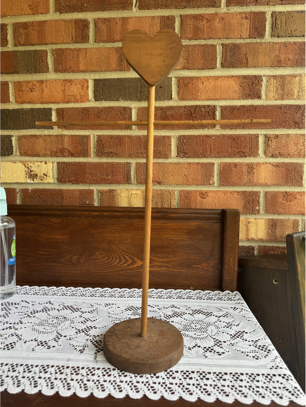 Vintage Handmade Cottage Core Wooden Heart Hand Towel Stand